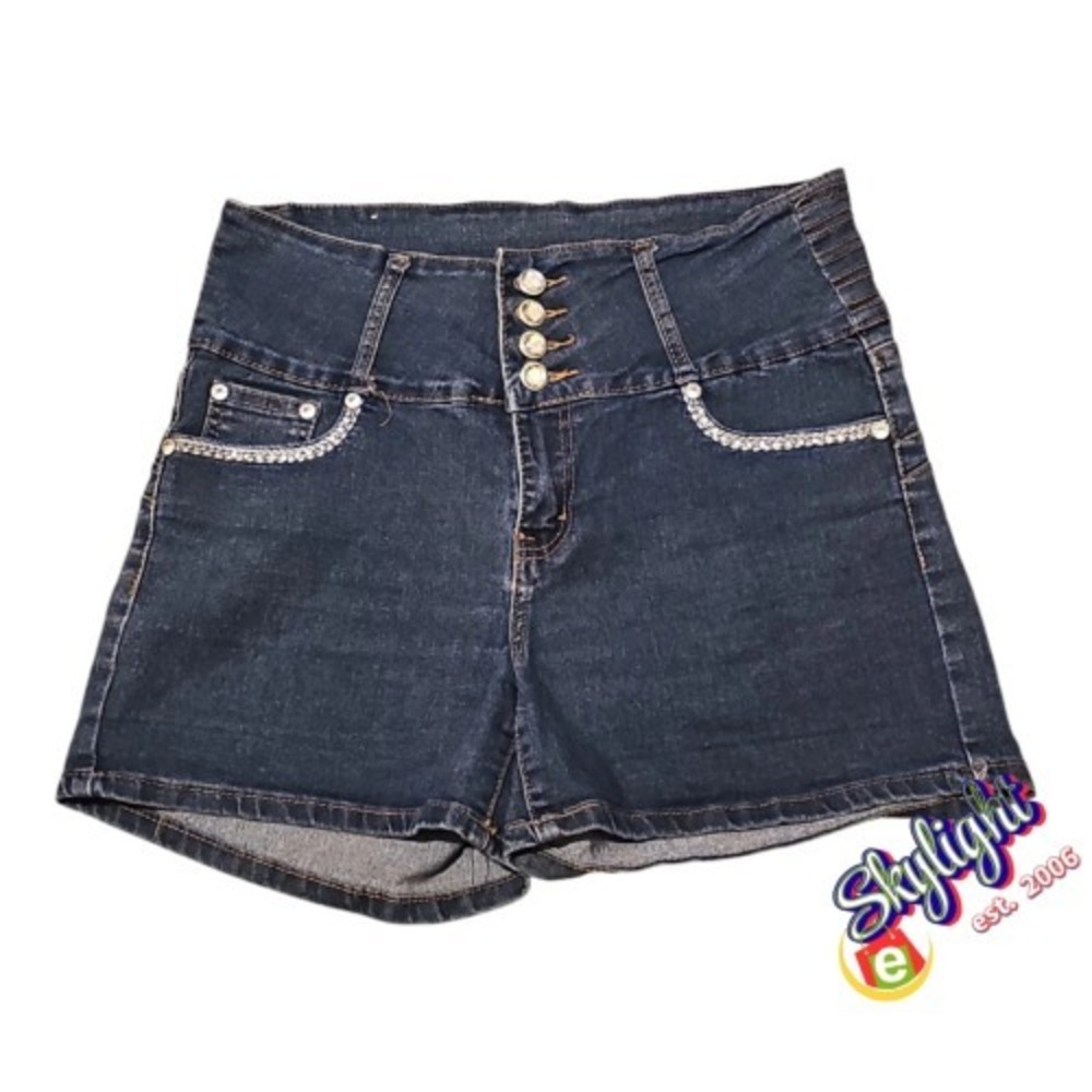 D&b Women's Blue 5-Pocket Design Denim Jeans Shorts Size 13